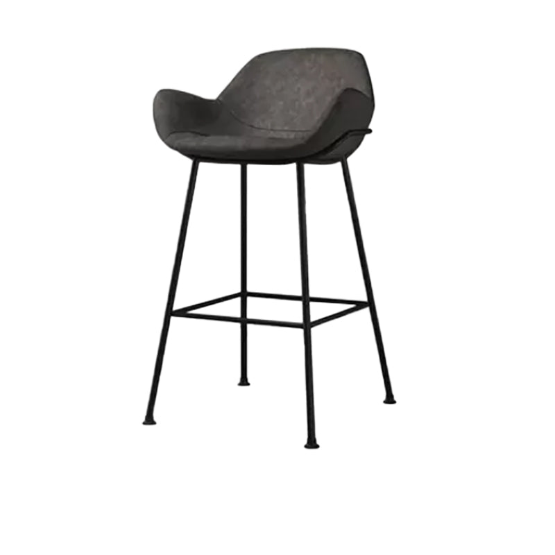 Modern Style Backrest Arm Counter Stool with Metal Base and Leather Cushion Grey 1 Piece Clearhalo 'Bar Furniture' 'Bar Stools' 'bar_stools' 'furn' 'furn_bar_stools' 'Furniture' 'Kitchen & Dining Furniture' 7795090