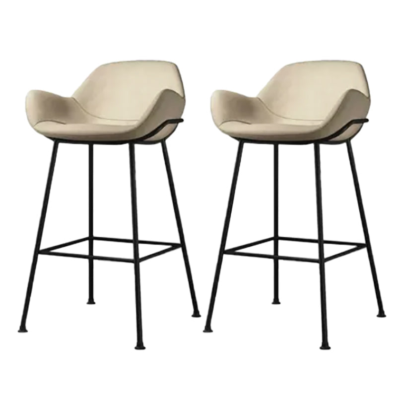 Modern Style Backrest Arm Counter Stool with Metal Base and Leather Cushion Off-White 2 Piece Set Clearhalo 'Bar Furniture' 'Bar Stools' 'bar_stools' 'furn' 'furn_bar_stools' 'Furniture' 'Kitchen & Dining Furniture' 7795096