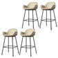 Modern Style Backrest Arm Counter Stool with Metal Base and Leather Cushion Off-White 4 Piece Set Clearhalo 'Bar Furniture' 'Bar Stools' 'bar_stools' 'furn' 'furn_bar_stools' 'Furniture' 'Kitchen & Dining Furniture' 7795097