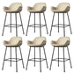 Modern Style Backrest Arm Counter Stool with Metal Base and Leather Cushion Off-White 6 Piece Set Clearhalo 'Bar Furniture' 'Bar Stools' 'bar_stools' 'furn' 'furn_bar_stools' 'Furniture' 'Kitchen & Dining Furniture' 7795098