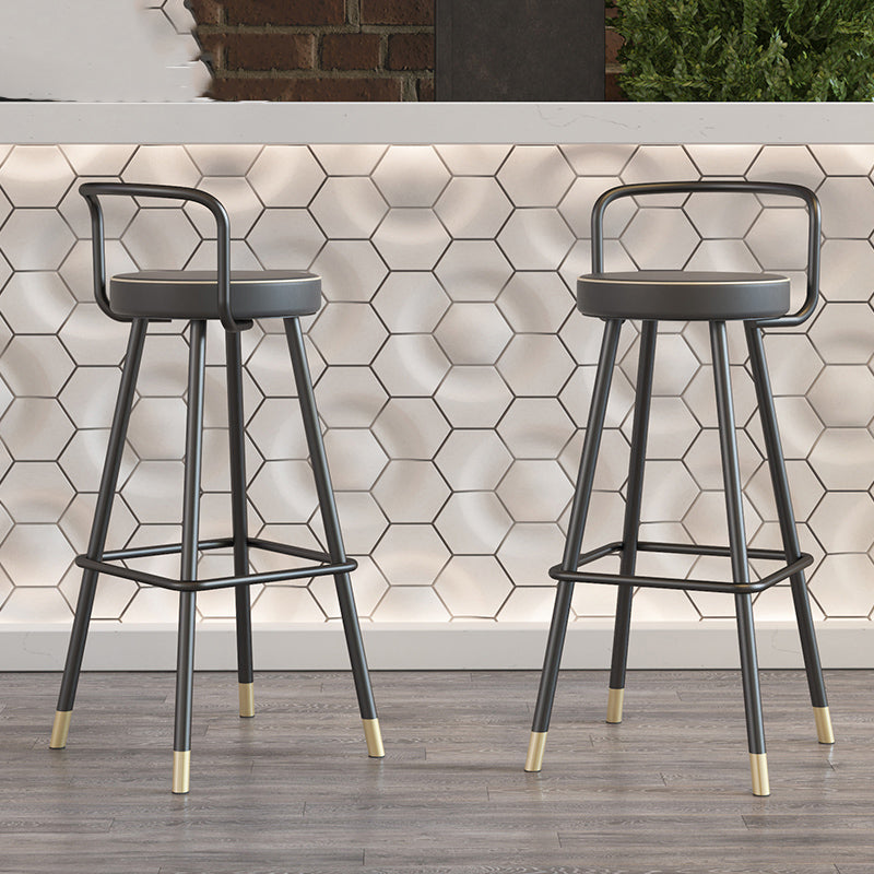 Contemporary Metal Backrest Counter High Stool with Leather Cushion Clearhalo 'Bar Furniture' 'Bar Stools' 'bar_stools' 'furn' 'furn_bar_stools' 'Furniture' 'Kitchen & Dining Furniture' 7795216