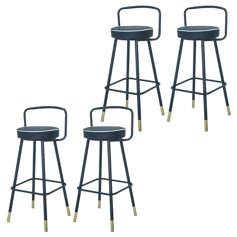 Contemporary Metal Backrest Counter High Stool with Leather Cushion 4 Piece Set Clearhalo 'Bar Furniture' 'Bar Stools' 'bar_stools' 'furn' 'furn_bar_stools' 'Furniture' 'Kitchen & Dining Furniture' 7795218