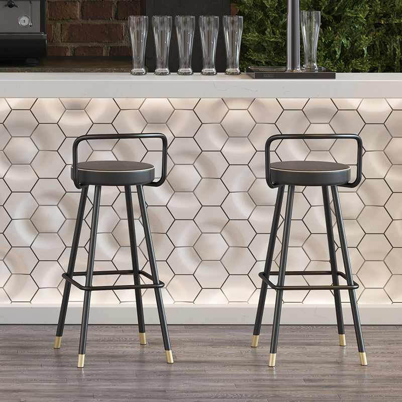 Contemporary Metal Backrest Counter High Stool with Leather Cushion Clearhalo 'Bar Furniture' 'Bar Stools' 'bar_stools' 'furn' 'furn_bar_stools' 'Furniture' 'Kitchen & Dining Furniture' 7795219