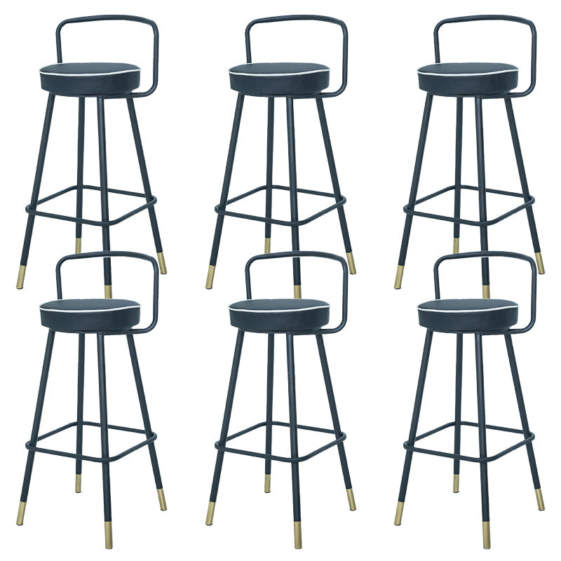 Contemporary Metal Backrest Counter High Stool with Leather Cushion 6 Piece Set Clearhalo 'Bar Furniture' 'Bar Stools' 'bar_stools' 'furn' 'furn_bar_stools' 'Furniture' 'Kitchen & Dining Furniture' 7795220