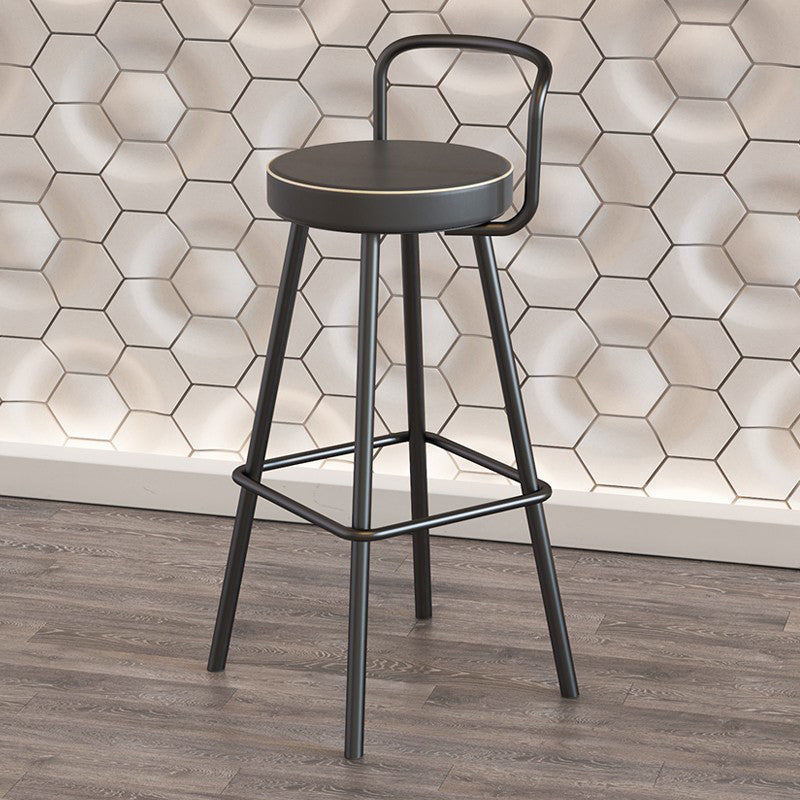 Contemporary Metal Backrest Counter High Stool with Leather Cushion Clearhalo 'Bar Furniture' 'Bar Stools' 'bar_stools' 'furn' 'furn_bar_stools' 'Furniture' 'Kitchen & Dining Furniture' 7795223