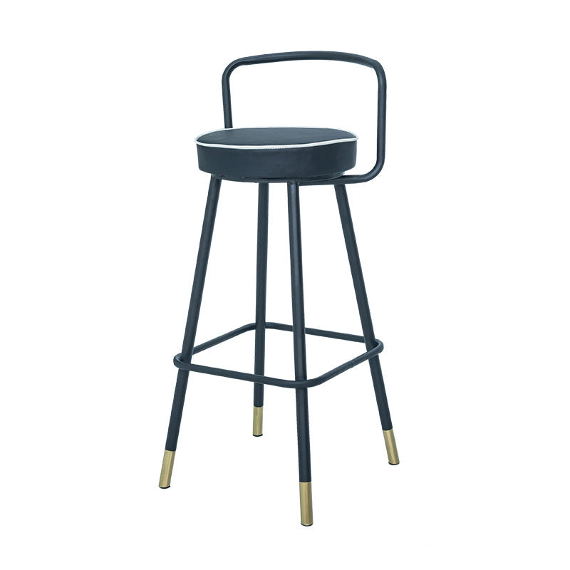 Contemporary Metal Backrest Counter High Stool with Leather Cushion 1 Piece Clearhalo 'Bar Furniture' 'Bar Stools' 'bar_stools' 'furn' 'furn_bar_stools' 'Furniture' 'Kitchen & Dining Furniture' 7795224
