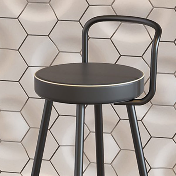 Contemporary Metal Backrest Counter High Stool with Leather Cushion Clearhalo 'Bar Furniture' 'Bar Stools' 'bar_stools' 'furn' 'furn_bar_stools' 'Furniture' 'Kitchen & Dining Furniture' 7795226