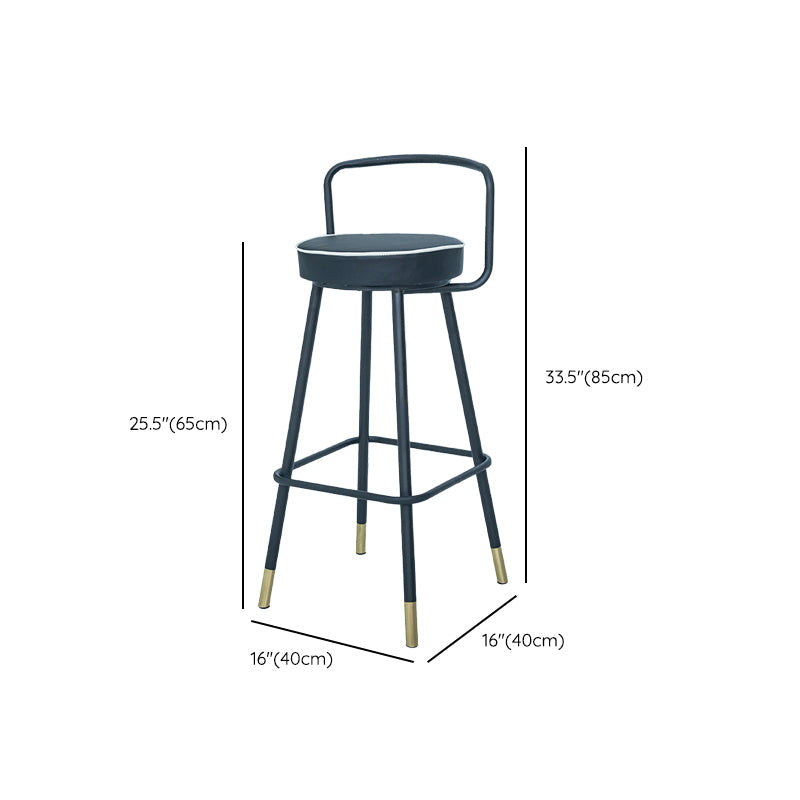 Contemporary Metal Backrest Counter High Stool with Leather Cushion Clearhalo 'Bar Furniture' 'Bar Stools' 'bar_stools' 'furn' 'furn_bar_stools' 'Furniture' 'Kitchen & Dining Furniture' 7795230