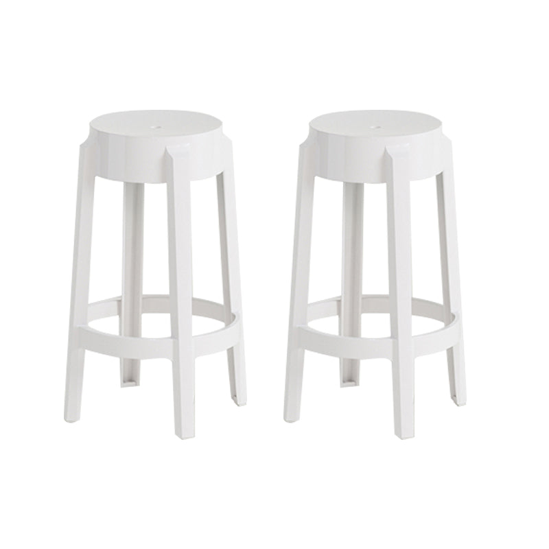 Contemporary Plastic Backless Counter High Stool with 4 Legs White 2 Piece Set Counter Stool(26"H) Clearhalo 'Bar Furniture' 'Bar Stools' 'bar_stools' 'furn' 'furn_bar_stools' 'Furniture' 'Kitchen & Dining Furniture' 7795236