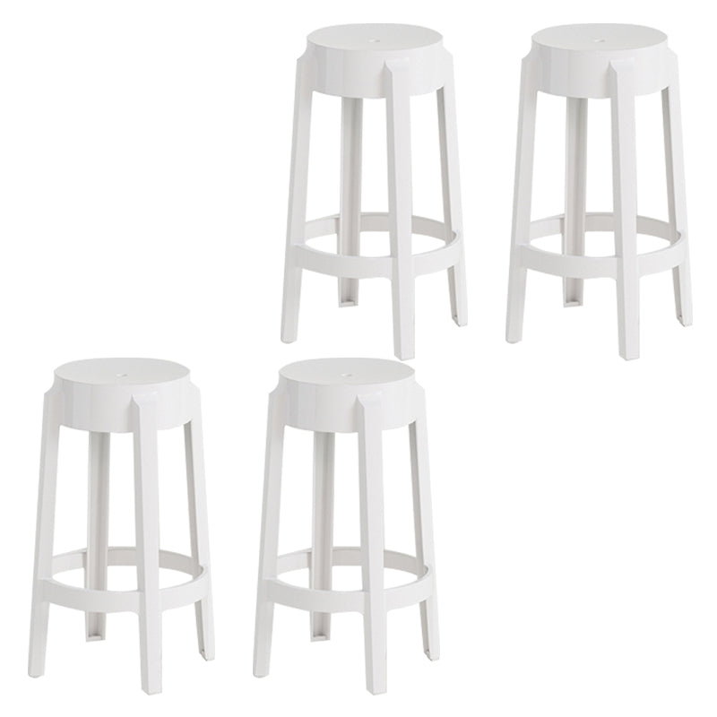 Contemporary Plastic Backless Counter High Stool with 4 Legs White 4 Piece Set Counter Stool(26"H) Clearhalo 'Bar Furniture' 'Bar Stools' 'bar_stools' 'furn' 'furn_bar_stools' 'Furniture' 'Kitchen & Dining Furniture' 7795238