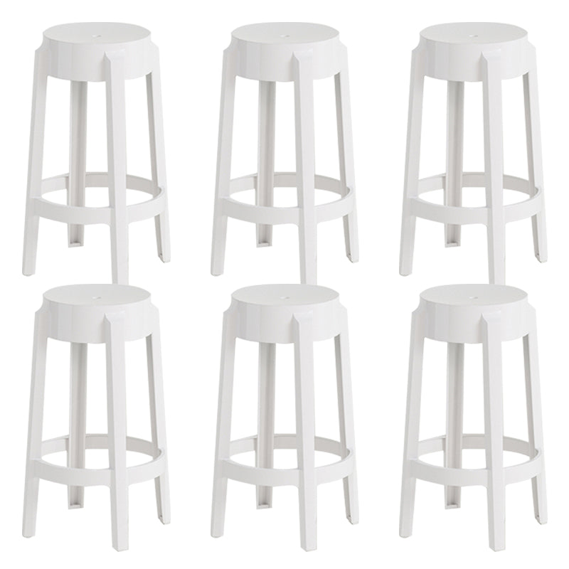 Contemporary Plastic Backless Counter High Stool with 4 Legs White 6 Piece Set Counter Stool(26"H) Clearhalo 'Bar Furniture' 'Bar Stools' 'bar_stools' 'furn' 'furn_bar_stools' 'Furniture' 'Kitchen & Dining Furniture' 7795240