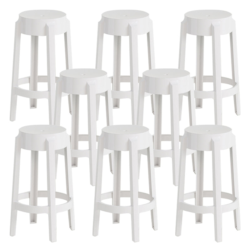 Contemporary Plastic Backless Counter High Stool with 4 Legs White 8 Piece Set Counter Stool(26"H) Clearhalo 'Bar Furniture' 'Bar Stools' 'bar_stools' 'furn' 'furn_bar_stools' 'Furniture' 'Kitchen & Dining Furniture' 7795242