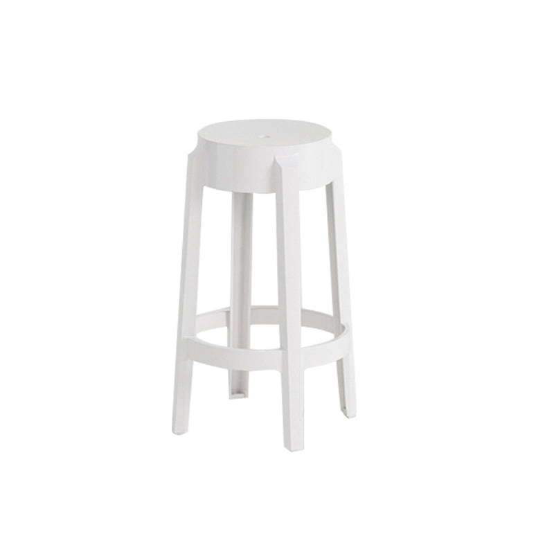 Contemporary Plastic Backless Counter High Stool with 4 Legs White 1 Piece Counter Stool(26"H) Clearhalo 'Bar Furniture' 'Bar Stools' 'bar_stools' 'furn' 'furn_bar_stools' 'Furniture' 'Kitchen & Dining Furniture' 7795243