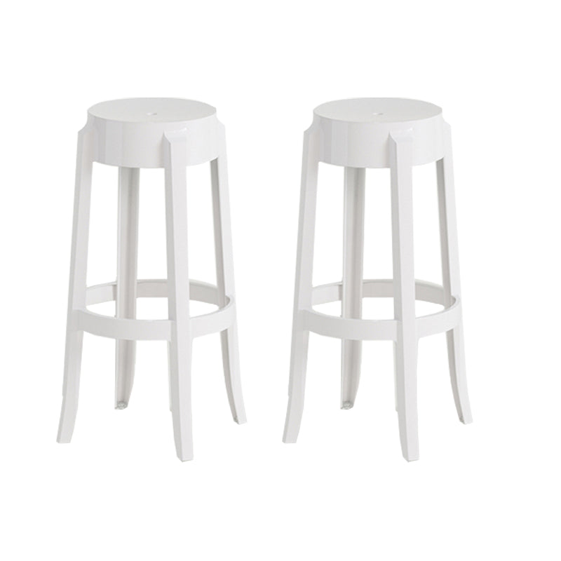 Contemporary Plastic Backless Counter High Stool with 4 Legs White 2 Piece Set Bar Stool(30"H) Clearhalo 'Bar Furniture' 'Bar Stools' 'bar_stools' 'furn' 'furn_bar_stools' 'Furniture' 'Kitchen & Dining Furniture' 7795246