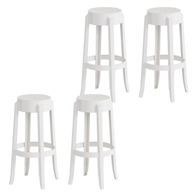 Contemporary Plastic Backless Counter High Stool with 4 Legs White 4 Piece Set Bar Stool(30"H) Clearhalo 'Bar Furniture' 'Bar Stools' 'bar_stools' 'furn' 'furn_bar_stools' 'Furniture' 'Kitchen & Dining Furniture' 7795248