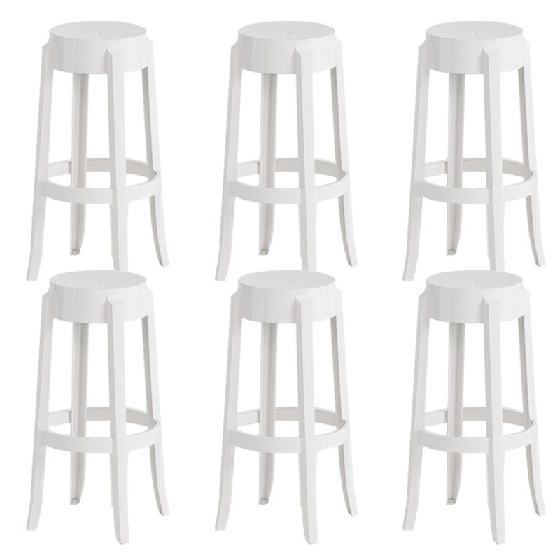 Contemporary Plastic Backless Counter High Stool with 4 Legs White 6 Piece Set Bar Stool(30"H) Clearhalo 'Bar Furniture' 'Bar Stools' 'bar_stools' 'furn' 'furn_bar_stools' 'Furniture' 'Kitchen & Dining Furniture' 7795250