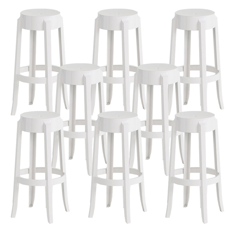 Contemporary Plastic Backless Counter High Stool with 4 Legs White 8 Piece Set Bar Stool(30"H) Clearhalo 'Bar Furniture' 'Bar Stools' 'bar_stools' 'furn' 'furn_bar_stools' 'Furniture' 'Kitchen & Dining Furniture' 7795252