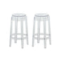 Contemporary Plastic Backless Counter High Stool with 4 Legs Clear 2 Piece Set Counter Stool(26"H) Clearhalo 'Bar Furniture' 'Bar Stools' 'bar_stools' 'furn' 'furn_bar_stools' 'Furniture' 'Kitchen & Dining Furniture' 7795255