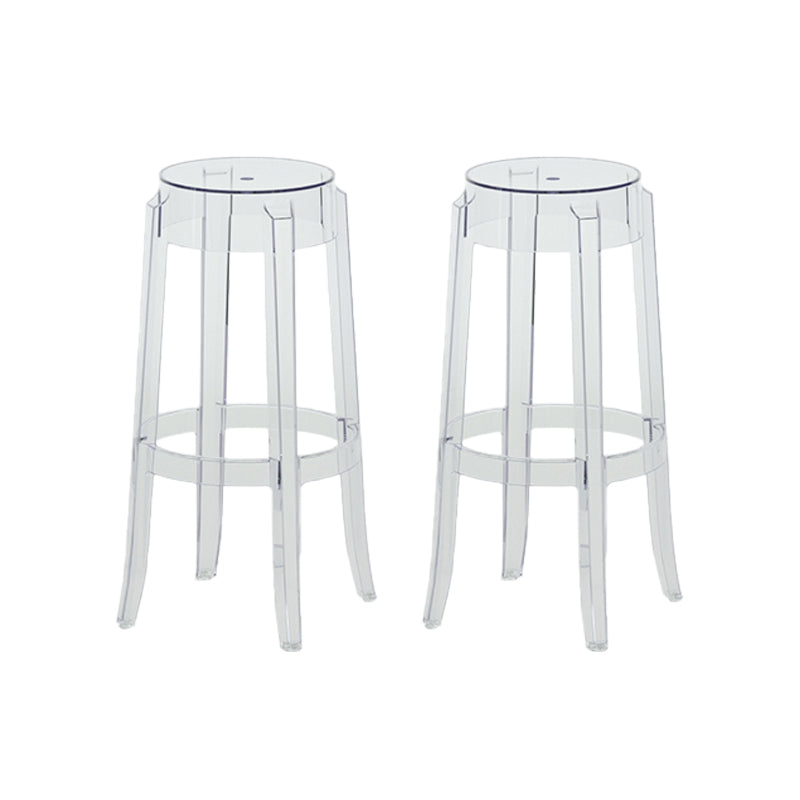 Contemporary Plastic Backless Counter High Stool with 4 Legs Clear 2 Piece Set Bar Stool(30"H) Clearhalo 'Bar Furniture' 'Bar Stools' 'bar_stools' 'furn' 'furn_bar_stools' 'Furniture' 'Kitchen & Dining Furniture' 7795260