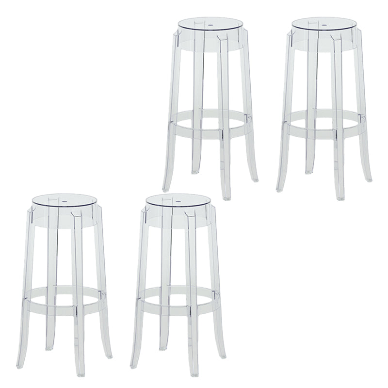 Contemporary Plastic Backless Counter High Stool with 4 Legs Clear 4 Piece Set Bar Stool(30"H) Clearhalo 'Bar Furniture' 'Bar Stools' 'bar_stools' 'furn' 'furn_bar_stools' 'Furniture' 'Kitchen & Dining Furniture' 7795261