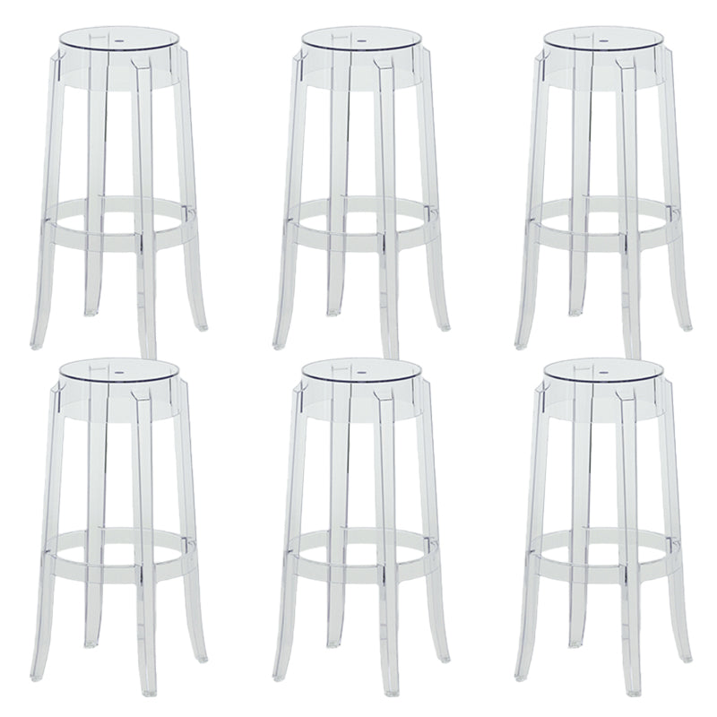 Contemporary Plastic Backless Counter High Stool with 4 Legs Clear 6 Piece Set Bar Stool(30"H) Clearhalo 'Bar Furniture' 'Bar Stools' 'bar_stools' 'furn' 'furn_bar_stools' 'Furniture' 'Kitchen & Dining Furniture' 7795262