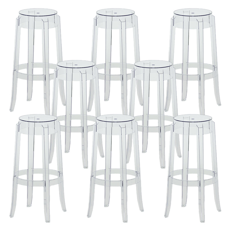 Contemporary Plastic Backless Counter High Stool with 4 Legs Clear 8 Piece Set Bar Stool(30"H) Clearhalo 'Bar Furniture' 'Bar Stools' 'bar_stools' 'furn' 'furn_bar_stools' 'Furniture' 'Kitchen & Dining Furniture' 7795263
