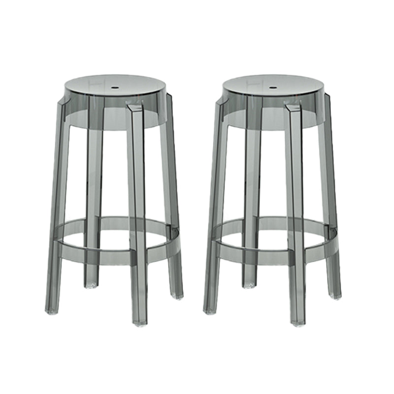 Contemporary Plastic Backless Counter High Stool with 4 Legs Grey 2 Piece Set Counter Stool(26"H) Clearhalo 'Bar Furniture' 'Bar Stools' 'bar_stools' 'furn' 'furn_bar_stools' 'Furniture' 'Kitchen & Dining Furniture' 7795265