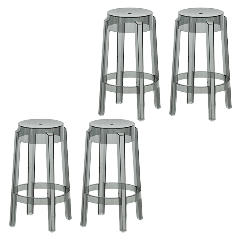 Contemporary Plastic Backless Counter High Stool with 4 Legs Grey 4 Piece Set Counter Stool(26"H) Clearhalo 'Bar Furniture' 'Bar Stools' 'bar_stools' 'furn' 'furn_bar_stools' 'Furniture' 'Kitchen & Dining Furniture' 7795266