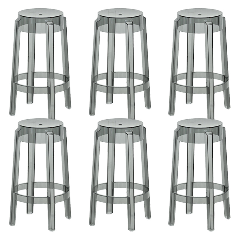 Contemporary Plastic Backless Counter High Stool with 4 Legs Grey 6 Piece Set Counter Stool(26"H) Clearhalo 'Bar Furniture' 'Bar Stools' 'bar_stools' 'furn' 'furn_bar_stools' 'Furniture' 'Kitchen & Dining Furniture' 7795267