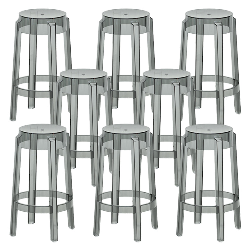 Contemporary Plastic Backless Counter High Stool with 4 Legs Grey 8 Piece Set Counter Stool(26"H) Clearhalo 'Bar Furniture' 'Bar Stools' 'bar_stools' 'furn' 'furn_bar_stools' 'Furniture' 'Kitchen & Dining Furniture' 7795268