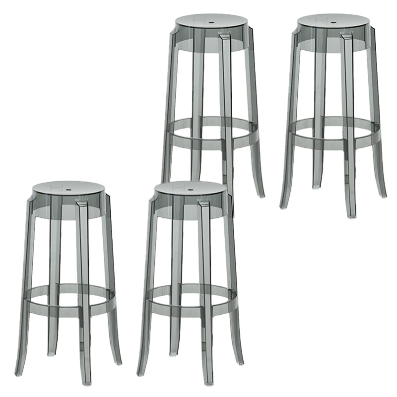 Contemporary Plastic Backless Counter High Stool with 4 Legs Grey 4 Piece Set Bar Stool(30"H) Clearhalo 'Bar Furniture' 'Bar Stools' 'bar_stools' 'furn' 'furn_bar_stools' 'Furniture' 'Kitchen & Dining Furniture' 7795271