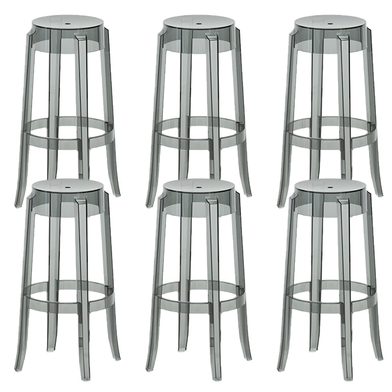 Contemporary Plastic Backless Counter High Stool with 4 Legs Grey 6 Piece Set Bar Stool(30"H) Clearhalo 'Bar Furniture' 'Bar Stools' 'bar_stools' 'furn' 'furn_bar_stools' 'Furniture' 'Kitchen & Dining Furniture' 7795272