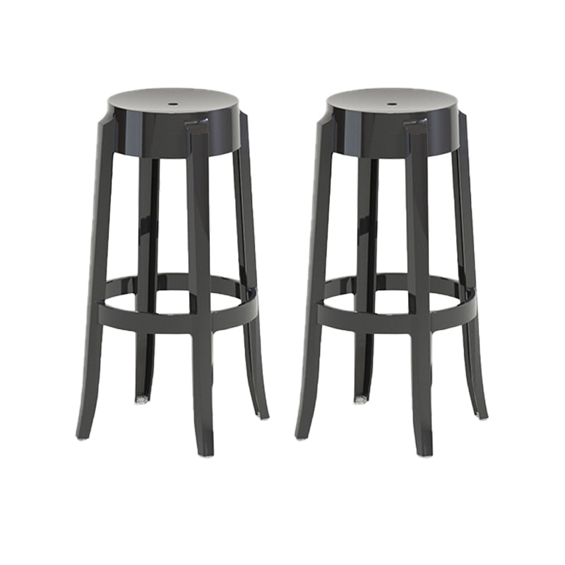 Contemporary Plastic Backless Counter High Stool with 4 Legs Black 2 Piece Set Bar Stool(30"H) Clearhalo 'Bar Furniture' 'Bar Stools' 'bar_stools' 'furn' 'furn_bar_stools' 'Furniture' 'Kitchen & Dining Furniture' 7795275