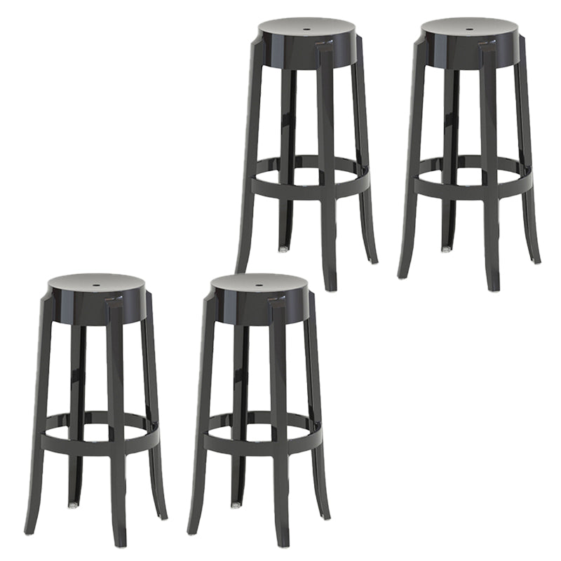 Contemporary Plastic Backless Counter High Stool with 4 Legs Black 4 Piece Set Bar Stool(30"H) Clearhalo 'Bar Furniture' 'Bar Stools' 'bar_stools' 'furn' 'furn_bar_stools' 'Furniture' 'Kitchen & Dining Furniture' 7795276