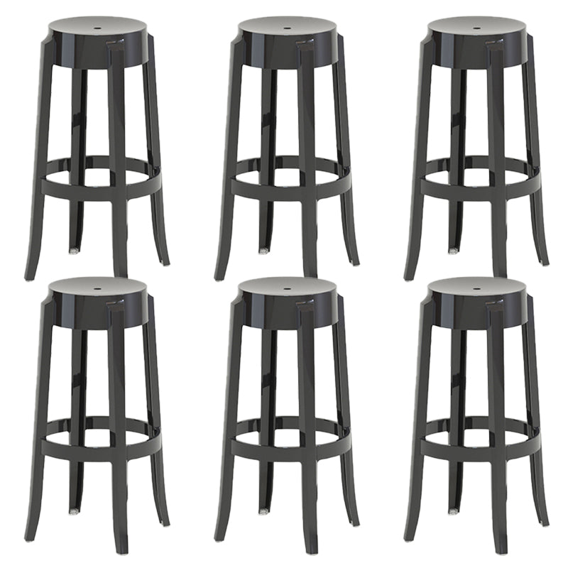 Contemporary Plastic Backless Counter High Stool with 4 Legs Black 6 Piece Set Bar Stool(30"H) Clearhalo 'Bar Furniture' 'Bar Stools' 'bar_stools' 'furn' 'furn_bar_stools' 'Furniture' 'Kitchen & Dining Furniture' 7795277