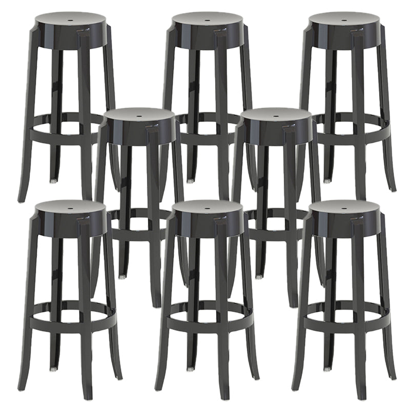 Contemporary Plastic Backless Counter High Stool with 4 Legs Black 8 Piece Set Bar Stool(30"H) Clearhalo 'Bar Furniture' 'Bar Stools' 'bar_stools' 'furn' 'furn_bar_stools' 'Furniture' 'Kitchen & Dining Furniture' 7795278