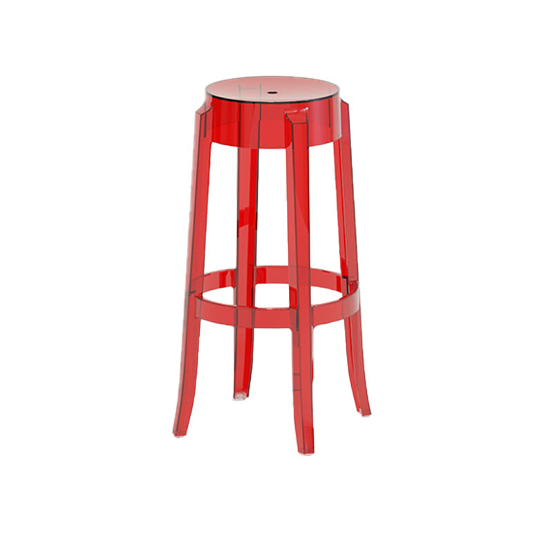 Contemporary Plastic Backless Counter High Stool with 4 Legs Red 1 Piece Bar Stool(30"H) Clearhalo 'Bar Furniture' 'Bar Stools' 'bar_stools' 'furn' 'furn_bar_stools' 'Furniture' 'Kitchen & Dining Furniture' 7795279