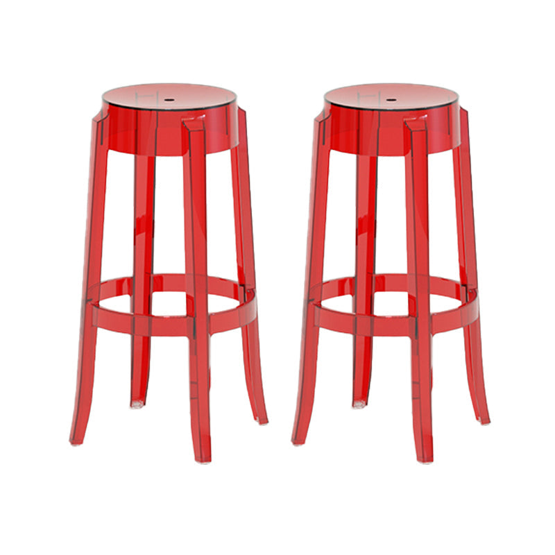 Contemporary Plastic Backless Counter High Stool with 4 Legs Red 2 Piece Set Bar Stool(30"H) Clearhalo 'Bar Furniture' 'Bar Stools' 'bar_stools' 'furn' 'furn_bar_stools' 'Furniture' 'Kitchen & Dining Furniture' 7795280