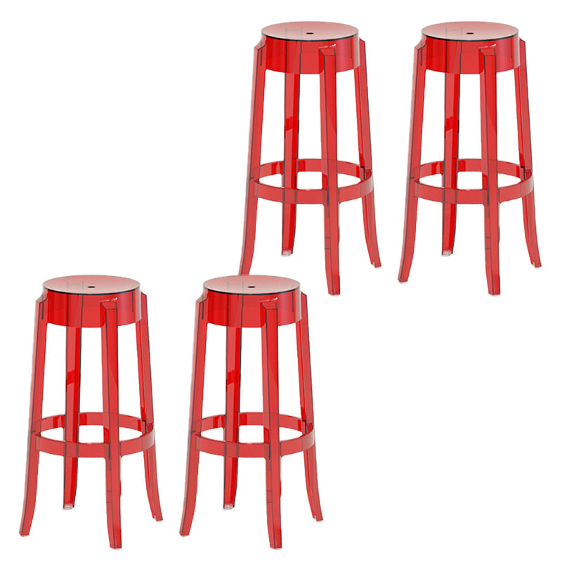 Contemporary Plastic Backless Counter High Stool with 4 Legs Red 4 Piece Set Bar Stool(30"H) Clearhalo 'Bar Furniture' 'Bar Stools' 'bar_stools' 'furn' 'furn_bar_stools' 'Furniture' 'Kitchen & Dining Furniture' 7795281