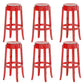 Contemporary Plastic Backless Counter High Stool with 4 Legs Red 6 Piece Set Bar Stool(30"H) Clearhalo 'Bar Furniture' 'Bar Stools' 'bar_stools' 'furn' 'furn_bar_stools' 'Furniture' 'Kitchen & Dining Furniture' 7795282