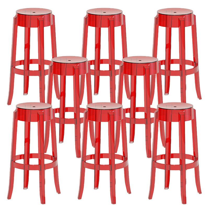 Contemporary Plastic Backless Counter High Stool with 4 Legs Red 8 Piece Set Bar Stool(30"H) Clearhalo 'Bar Furniture' 'Bar Stools' 'bar_stools' 'furn' 'furn_bar_stools' 'Furniture' 'Kitchen & Dining Furniture' 7795283