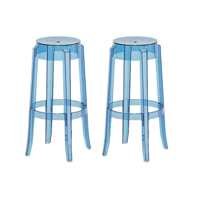 Contemporary Plastic Backless Counter High Stool with 4 Legs Blue 2 Piece Set Bar Stool(30"H) Clearhalo 'Bar Furniture' 'Bar Stools' 'bar_stools' 'furn' 'furn_bar_stools' 'Furniture' 'Kitchen & Dining Furniture' 7795285