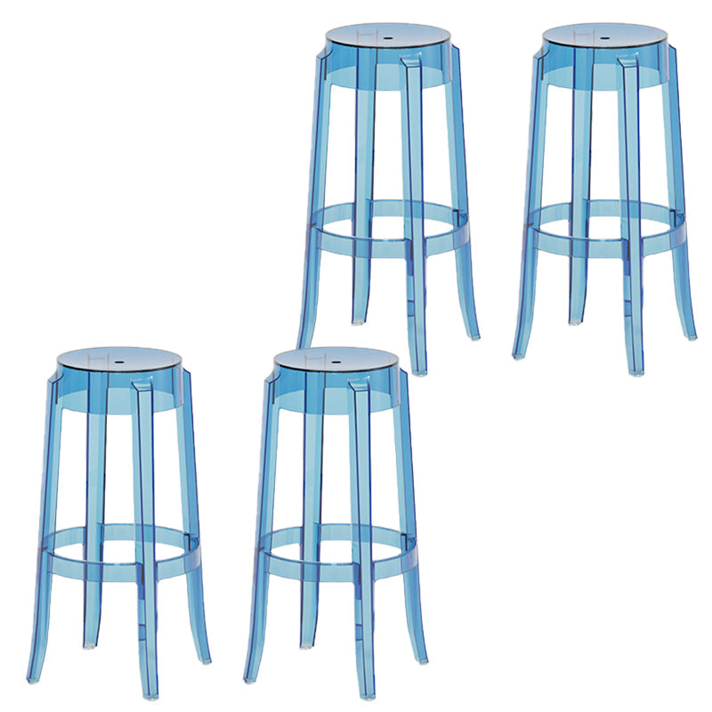 Contemporary Plastic Backless Counter High Stool with 4 Legs Blue 4 Piece Set Bar Stool(30"H) Clearhalo 'Bar Furniture' 'Bar Stools' 'bar_stools' 'furn' 'furn_bar_stools' 'Furniture' 'Kitchen & Dining Furniture' 7795286
