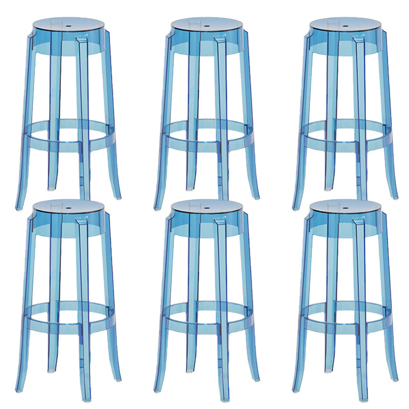 Contemporary Plastic Backless Counter High Stool with 4 Legs Blue 6 Piece Set Bar Stool(30"H) Clearhalo 'Bar Furniture' 'Bar Stools' 'bar_stools' 'furn' 'furn_bar_stools' 'Furniture' 'Kitchen & Dining Furniture' 7795287