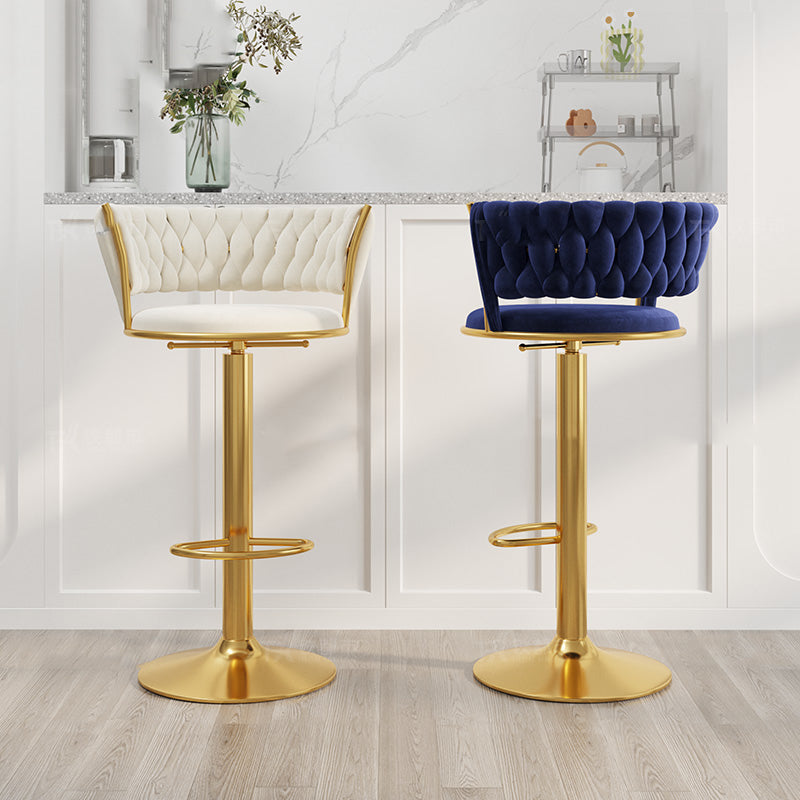 Modern Style Adjustable Backrest Counter Stool with Gold Base and Leather Cushion Clearhalo 'Bar Furniture' 'Bar Stools' 'bar_stools' 'furn' 'furn_bar_stools' 'Furniture' 'Kitchen & Dining Furniture' 7795291