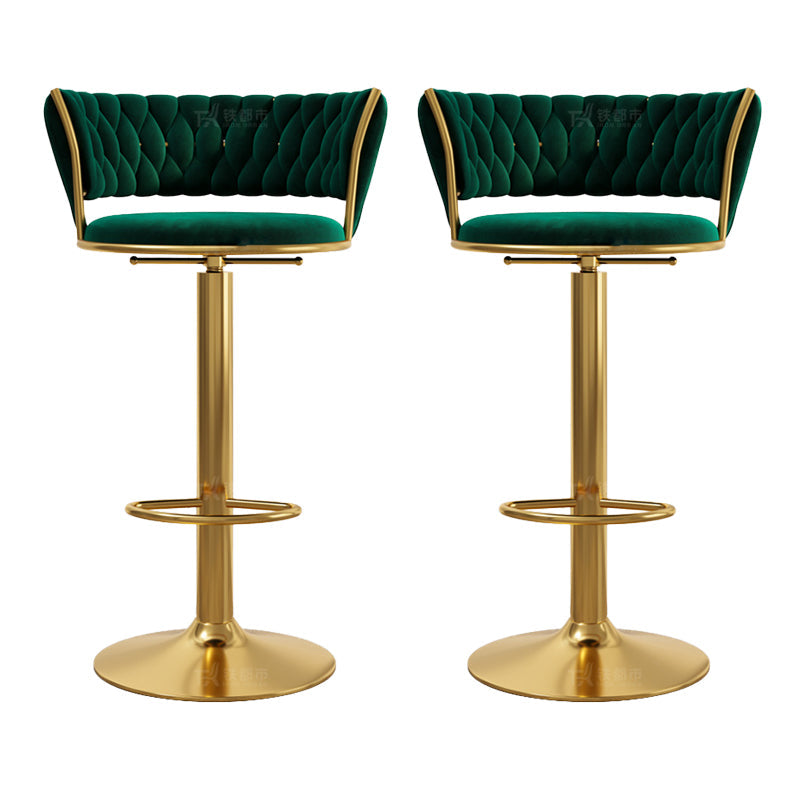 Modern Style Adjustable Backrest Counter Stool with Gold Base and Leather Cushion Green 2 Piece Set Clearhalo 'Bar Furniture' 'Bar Stools' 'bar_stools' 'furn' 'furn_bar_stools' 'Furniture' 'Kitchen & Dining Furniture' 7795292