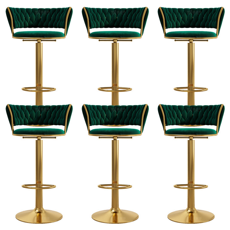 Modern Style Adjustable Backrest Counter Stool with Gold Base and Leather Cushion Green 6 Piece Set Clearhalo 'Bar Furniture' 'Bar Stools' 'bar_stools' 'furn' 'furn_bar_stools' 'Furniture' 'Kitchen & Dining Furniture' 7795296