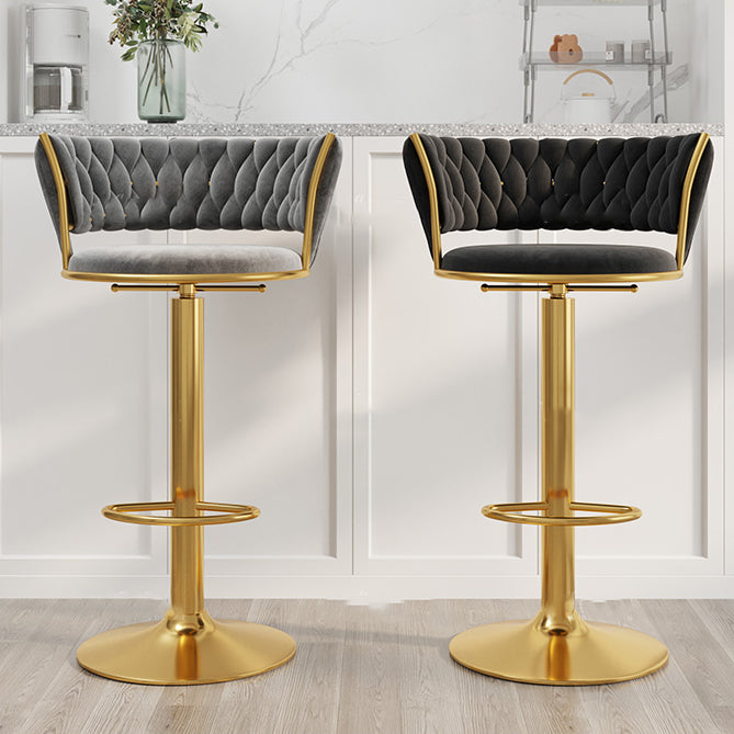 Modern Style Adjustable Backrest Counter Stool with Gold Base and Leather Cushion Clearhalo 'Bar Furniture' 'Bar Stools' 'bar_stools' 'furn' 'furn_bar_stools' 'Furniture' 'Kitchen & Dining Furniture' 7795298