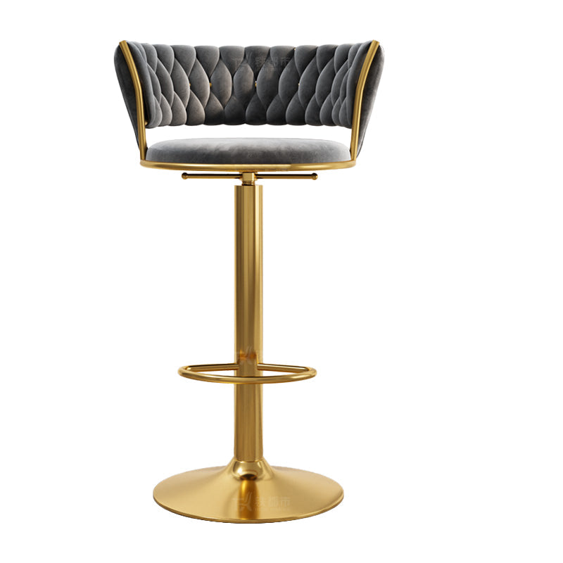 Modern Style Adjustable Backrest Counter Stool with Gold Base and Leather Cushion Grey 1 Piece Clearhalo 'Bar Furniture' 'Bar Stools' 'bar_stools' 'furn' 'furn_bar_stools' 'Furniture' 'Kitchen & Dining Furniture' 7795300