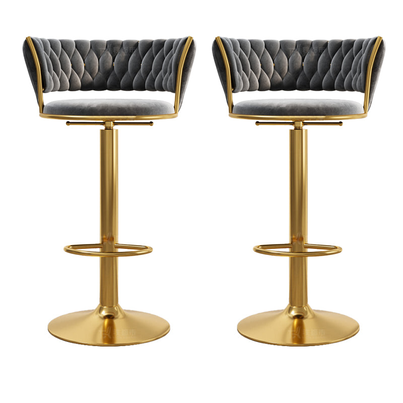 Modern Style Adjustable Backrest Counter Stool with Gold Base and Leather Cushion Grey 2 Piece Set Clearhalo 'Bar Furniture' 'Bar Stools' 'bar_stools' 'furn' 'furn_bar_stools' 'Furniture' 'Kitchen & Dining Furniture' 7795301